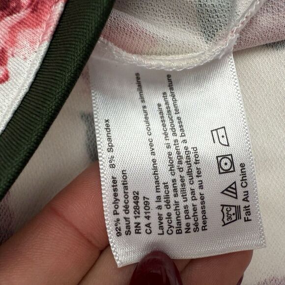 Greg Norman Play Dry White Green Pink Floral Polo Shirt Sz XL Polyester Stretch - Picture 6 of 7